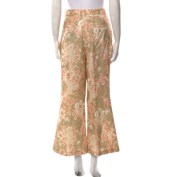 Zimmermann Size 2 Tropical Pants Wide Leg Cropped Belted Linen Blend Floral - Picture 7 of 10